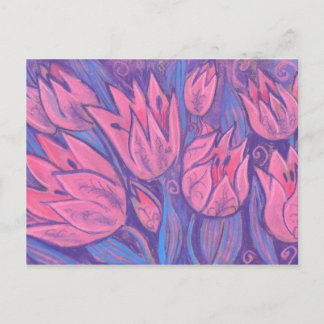 チューリファンキーップ春の花フローラパステル絵画ズ ポストカード