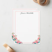 チューリフェミニンップフローラ水色パーソナライズされた ノートカード (正面/裏面インサイチュ)