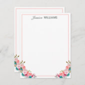 チューリフェミニンップフローラ水色パーソナライズされた ノートカード (正面/裏面)