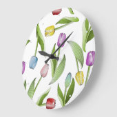 チューリモダンカラフルップ花柄 ラージ壁時計 (傾斜)