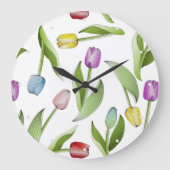チューリモダンカラフルップ花柄 ラージ壁時計 (正面)