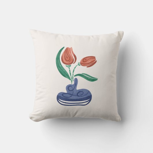 チューリモダンップ付き花瓶 |フローラスチルライフアート クッション (正面)