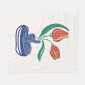 チューリモダンップ付き花瓶 |フローラスチルライフアート フリースブランケット (正面(横))