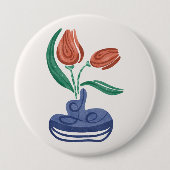 チューリモダンップ付き花瓶 |フローラスチルライフアート 缶バッジ (正面)