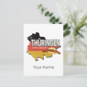 チューリンギアドイツレトロ連邦州地図ヴィンテージ シーズンポストカード (スタンド正面)