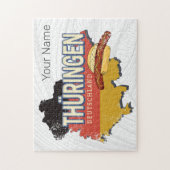 チューリンギアドイツレトロ連邦州地図ヴィンテージ ジグソーパズル (縦)