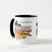 チューリンギアドイツレトロ連邦州地図ヴィンテージ マグカップ (正面左)