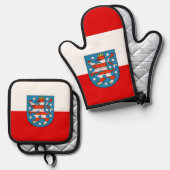 チューリンゲン国旗のマウスパッド 鍋つかみ&鍋敷きセット (正面/裏面)