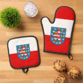 チューリンゲン国旗のマウスパッド 鍋つかみ&鍋敷きセット (トップダウン)