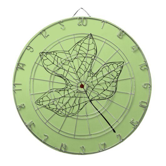 チューリ図解入りの、写真付きのップの木の葉 ダーツボード (正面)