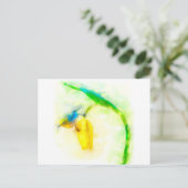 チューリ日本のップの水色の白い目の鳥 ポストカード (スタンド正面)