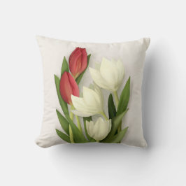 チューリ赤と白ップフローラ装飾用クッション クッション