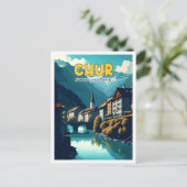 チュールスイスヴィンテージ旅行イラストレーション ポストカード (スタンド正面)