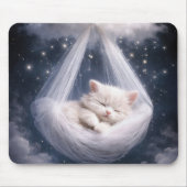 チュールハンモックで眠る子猫 マウスパッド (正面)