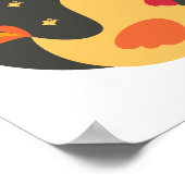 チューンかわいいおもしろいかわいいチキンイエロー文字 ポスター (角)