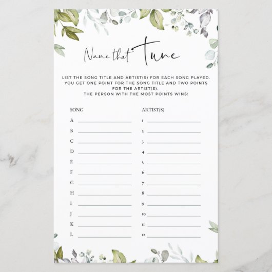 チューンの緑の赤ちゃんシャワーゲーム名 (正面)