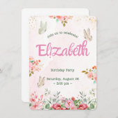 チョイカラフルプリンセスガールズ誕生日 案内状 (正面/裏面)