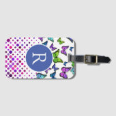 チョウかわいらしとドットのモノグラム ラゲッジタグ (正面横)