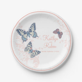 チョウの珊瑚白結婚画 ペーパープレート