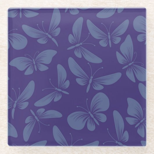 チョウの背景 ガラスコースター (正面)