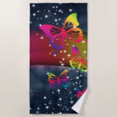 チョウはレインボウ ビーチタオル (正面)