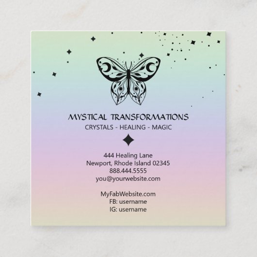 *~*チョウガ魔法ボホユニバースレインボー スクエア名刺 (裏面)