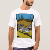 チョウザメぬりえ＆鱗板 - ベーシックTシャツ Tシャツ (正面)
