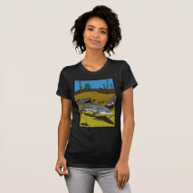 チョウザメのぬりえと鱗板 - 女性用Tシャツ