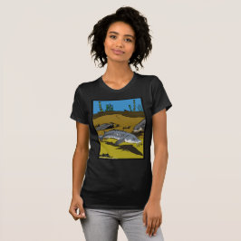 チョウザメのぬりえと鱗板 - 女性用Tシャツ Tシャツ
