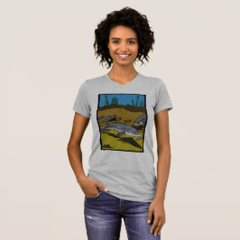 チョウザメのぬりえ＆鱗板 - レディースTシャツ Tシャツ