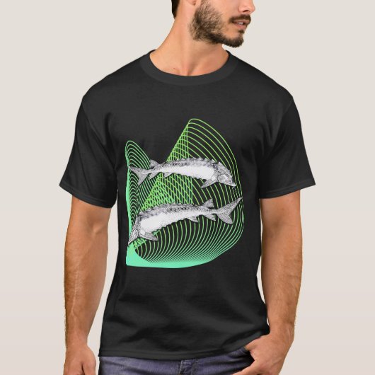チョウザメのサイバー空間 Tシャツ (正面)