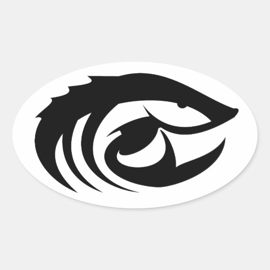 チョウザメのシール 楕円形シール (正面)