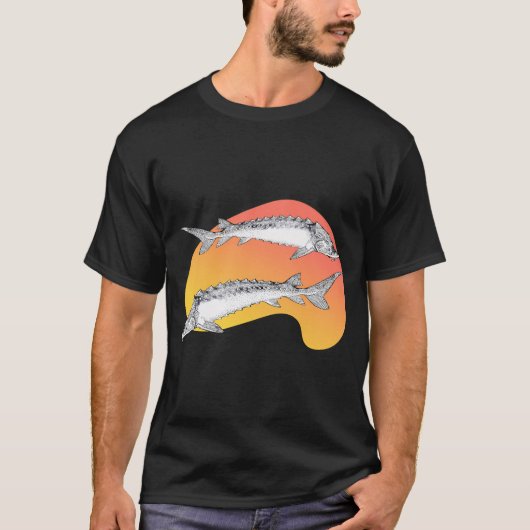 チョウザメの夕焼け Tシャツ (正面)