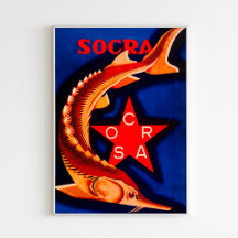 「チョウザメの缶詰ソクラ」ソヴィンテージ広告ポスター