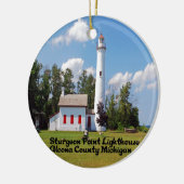 チョウザメポイント灯台ミシガン州 セラミックオーナメント (左)