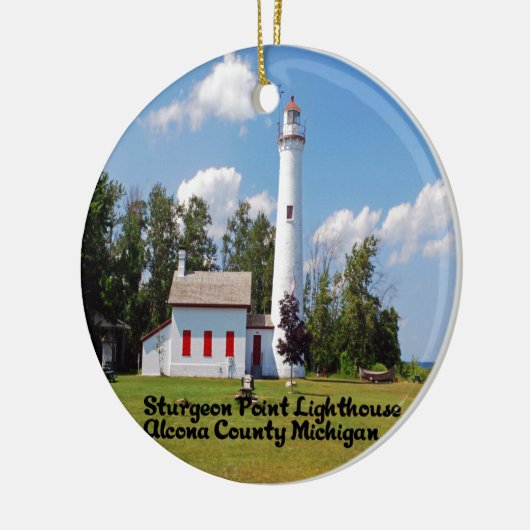 チョウザメポイント灯台ミシガン州 セラミックオーナメント (左)
