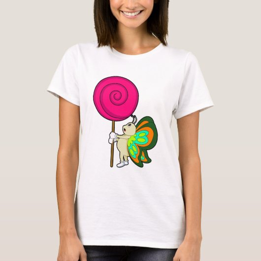 チョウチョとキャンディー棒 Tシャツ (正面)