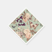 チョウチョと花のωερυライトグリーンの装飾 スタンダードカクテルナプキン (角)
