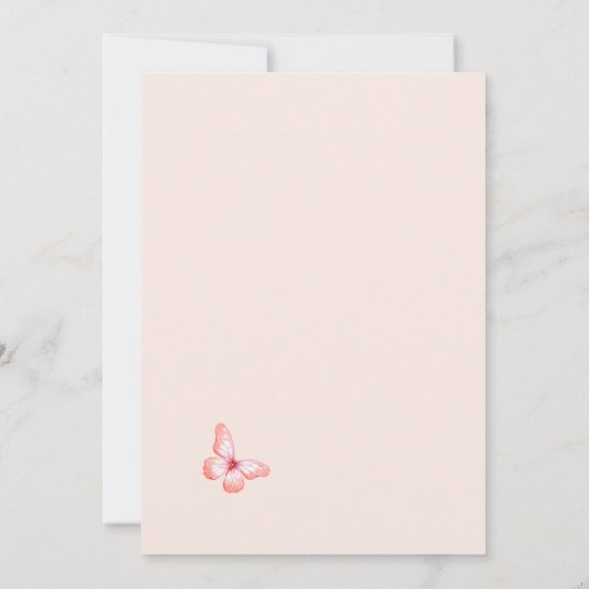 チョウチョウバエ草ピンクローズ結婚金ゴールド 招待状 (裏面)