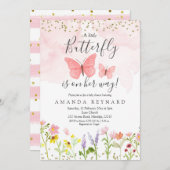 チョウチョウ少女のベビーシャワー招待状 招待状 (正面/裏面)