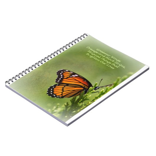 チョウチョウ（昆虫）オオカバマダラ、モナークのゴッサマー翼 ノートブック (左側)