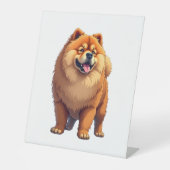 チョウ中国の犬がチョウを飼う 台座サイン (正面)