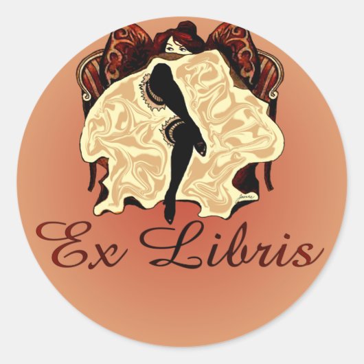 チョウ丸蔵書票シール ラウンドシール (正面)