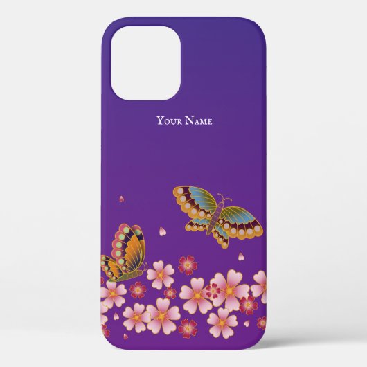 チョウ日本の桜の花パーソナライズされた々 Case-Mate iPhoneケース (裏面)