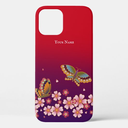 チョウ日本の桜の花パーソナライズされた々 Case-Mate iPhoneケース (裏面)