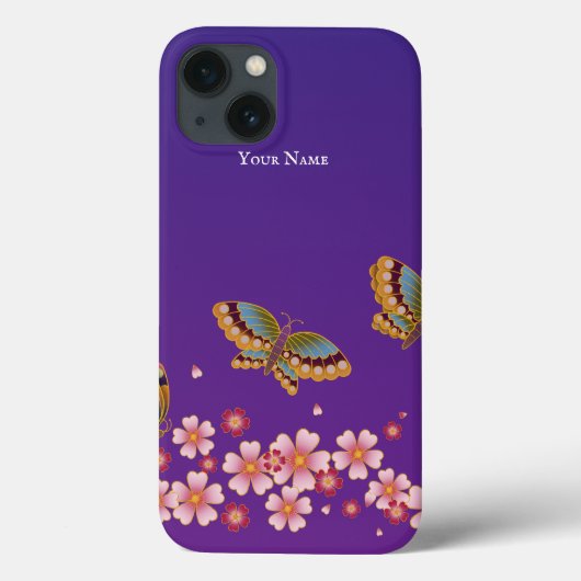 チョウ日本の桜の花パーソナライズされた々 Case-Mate iPhoneケース (裏面)