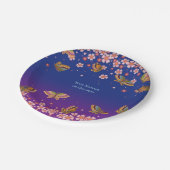チョウ桜ブルーパーソナライズされた ペーパープレート (アングル)
