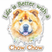 チョウ犬の恋人ステッカーデカール、犬の母の犬のパパ シール (正面)