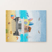 チョウ犬の運転オンビーチ ジグソーパズル (横)