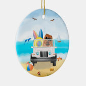 チョウ犬の運転オンビーチ セラミックオーナメント (右)